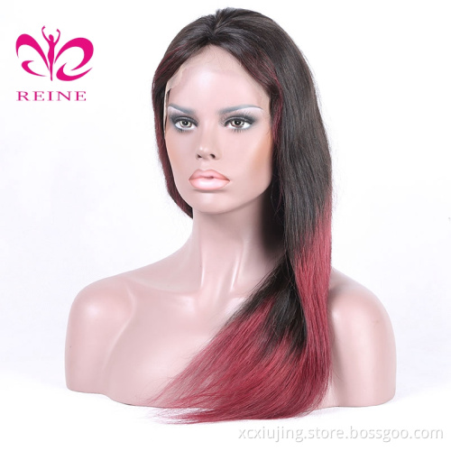 Ombre mixed color wavy wigs 100% Human Hair Wig red Color Long Style Brazilian Hair Front Lace Wig For Black Women